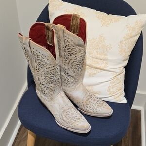 Ferrini Beige and Red Cowboy Boots